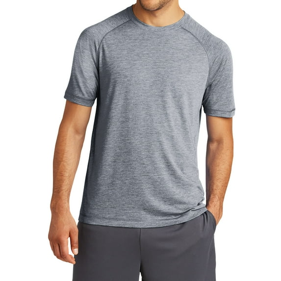 Mens Tri-Blend Wicking Polyester/Cotton/Rayon Raglan Tee True Navy Heather X-Small