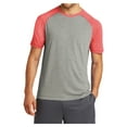 thumbnail image 1 of Mens Tri-Blend Wicking Polyester/Cotton/Rayon Raglan Tee True Red Heather/ Light Grey Heather Large, 1 of 8