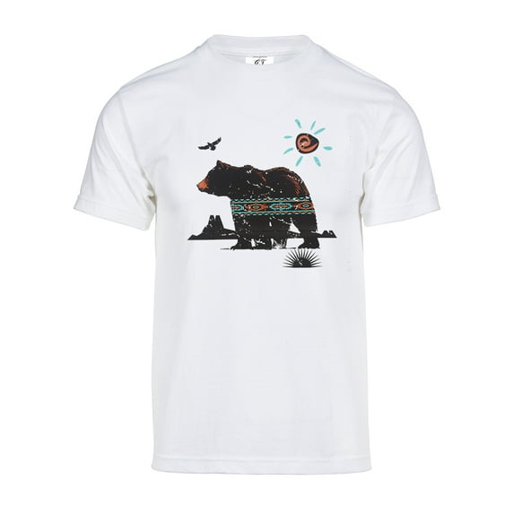 Mens Tribal Brown Bear Short-Sleeve T-Shirt- White - 3X-Large