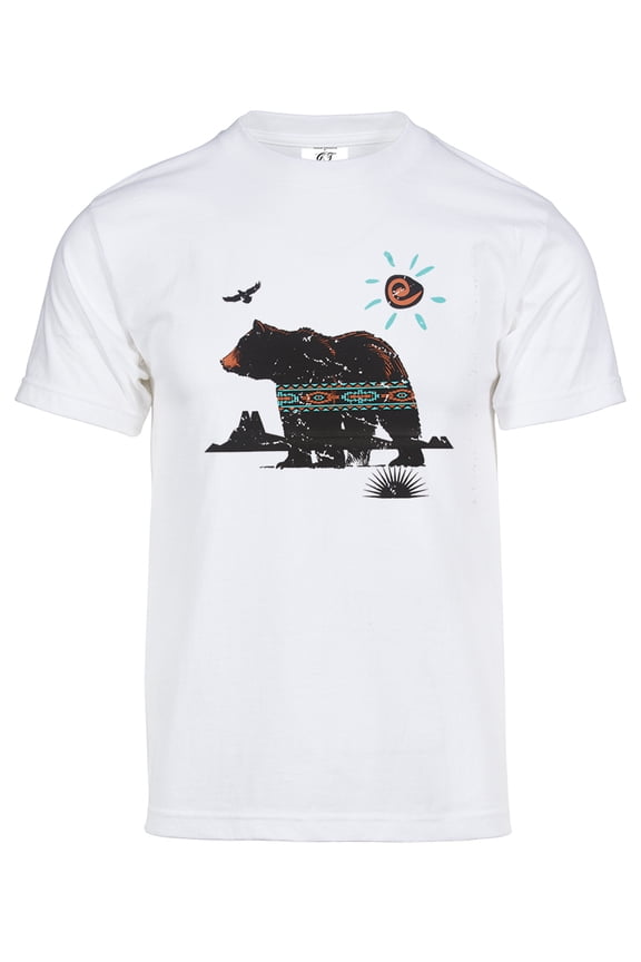 Mens Tribal Brown Bear Short-Sleeve T-Shirt- White - Medium