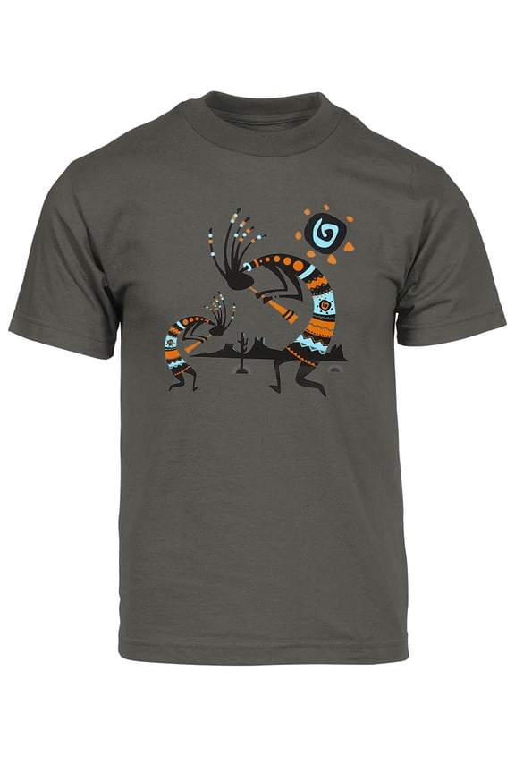 Mens Tribal Desert Ritual Short-Sleeve T-Shirt - Dark Grey - Small