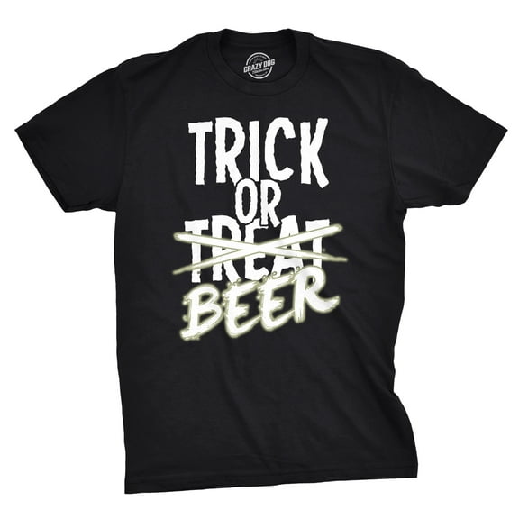 Mens Trick or Beer Glowing Shirt Funny Halloween T Shirt Glow In The Dark Tee Graphic Tees