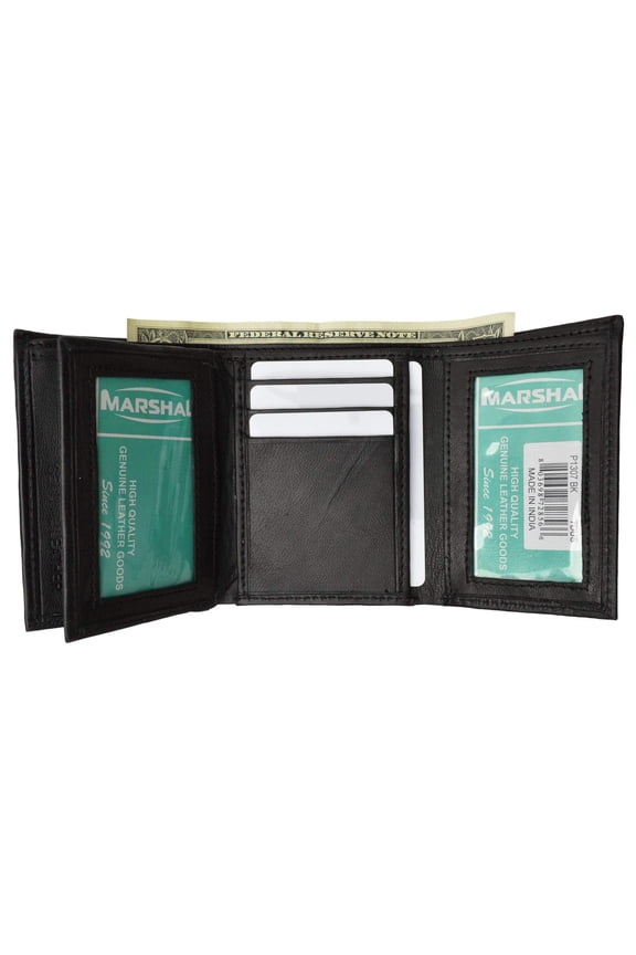 Mens Trifold Wallet Extra Capacity 10 Inside Slots 2 ID Windows P 1307