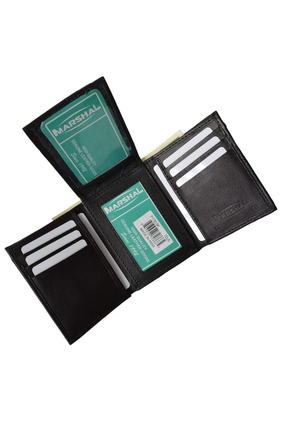 Mens Trifold Wallet Extra Capacity Inside Slots 2 ID Windows P 1755