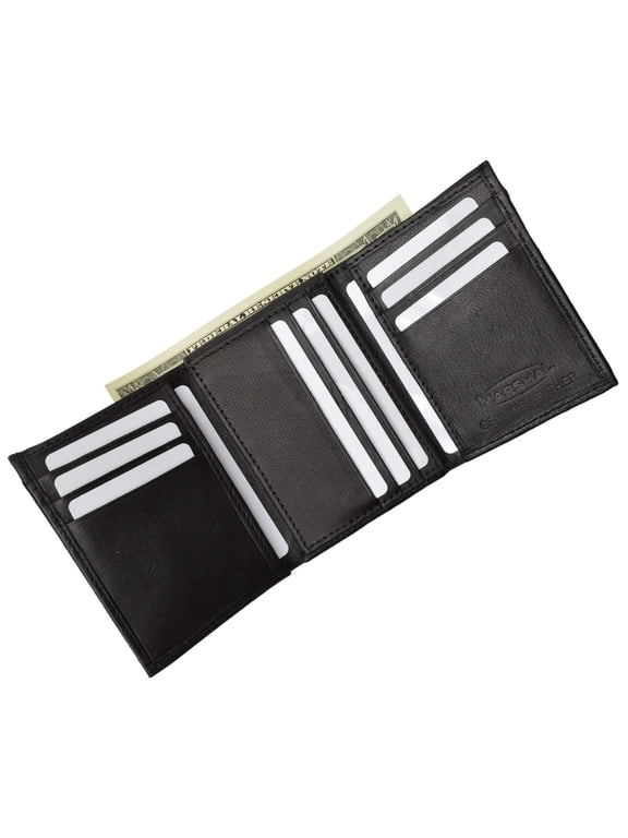 Mens Trifold Wallet Extra Capacity Inside Slots 2 ID Windows P 1755