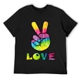 thumbnail image 1 of Mens Trippy Love Tye-Dye Peace Sign | Retro 60's Hippie T-shirt Black XL, 1 of 5