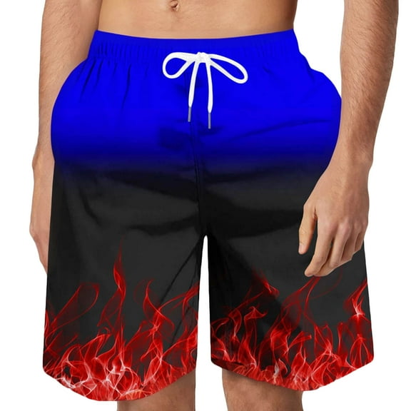 Mens Tropical Print Swim Trunks, Quick - Dry Fabric, Vibrant Palm Tree Patterns, Summer Beach & Pool Essentials