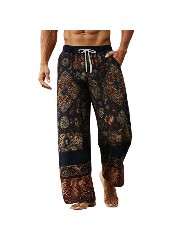 Mens Trousers Elasticated Waist Sweatpants Drawstring Athletic Joggers Running Workout Tracksuit Bottoms Straight Leg Smart Pants Lightweight Quick Dry Climbing Sportswear