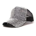 thumbnail image 1 of Mens Trucker Hats VLOOCKLW Studded Rhinestone Crystals Adjustable Ponytail Mesh Baseball Cap Shiny Bling Casual Sports Cap Breathable Sun Hat, 1 of 3