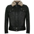 thumbnail image 1 of Mens Trucker Style Leather Jacket-Daventry in Black, 1 of 4