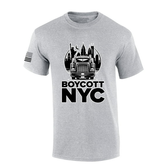 Mens Trump Tshirt Trucker Boycott NYC Trump 2024 Short Sleeve Tshirt-Sports Grey-medium