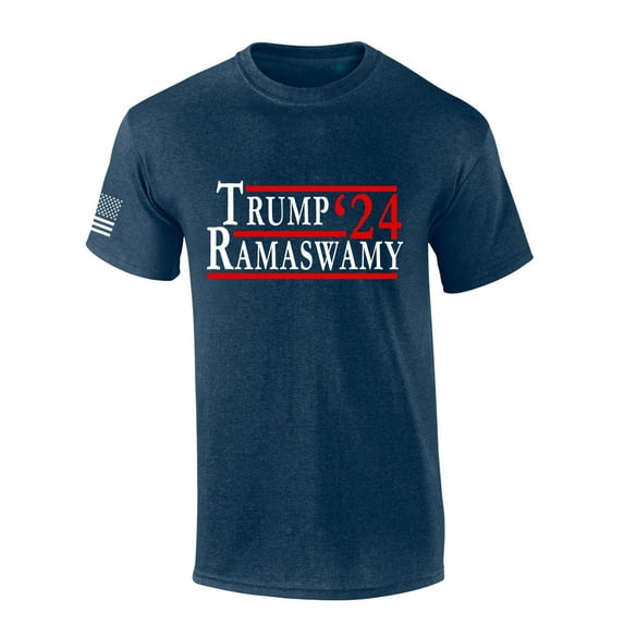 Mens Trump Tshirt Trump Ramaswamy '24 Short Sleeve T-shirt-Heather Navy-5xl