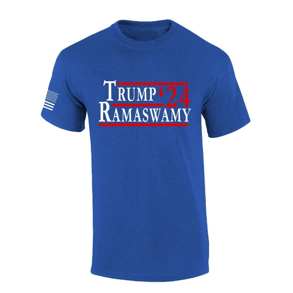Mens Trump Tshirt Trump Ramaswamy '24 Short Sleeve T-shirt-Heather Royal-small
