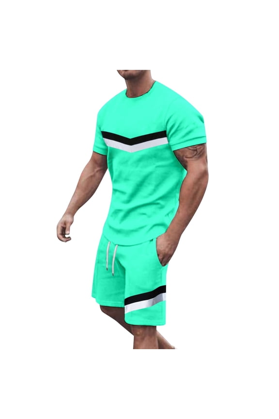 Mens Tshirt And Shorts Set 2 Piece Outfits Casual Summer Tracksuits Set With Pocket Plus Size Sport Stylish Jogger Suit
