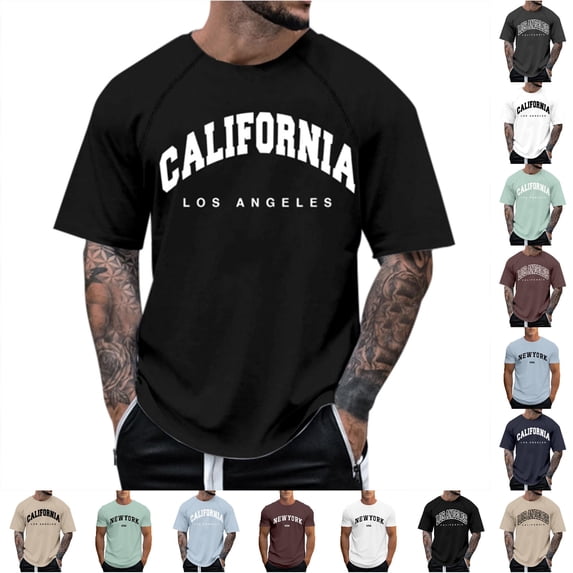 Mens Tshirt Casual Tshirts for Men Short Sleeve Crew Neck Summer Beach Shirt