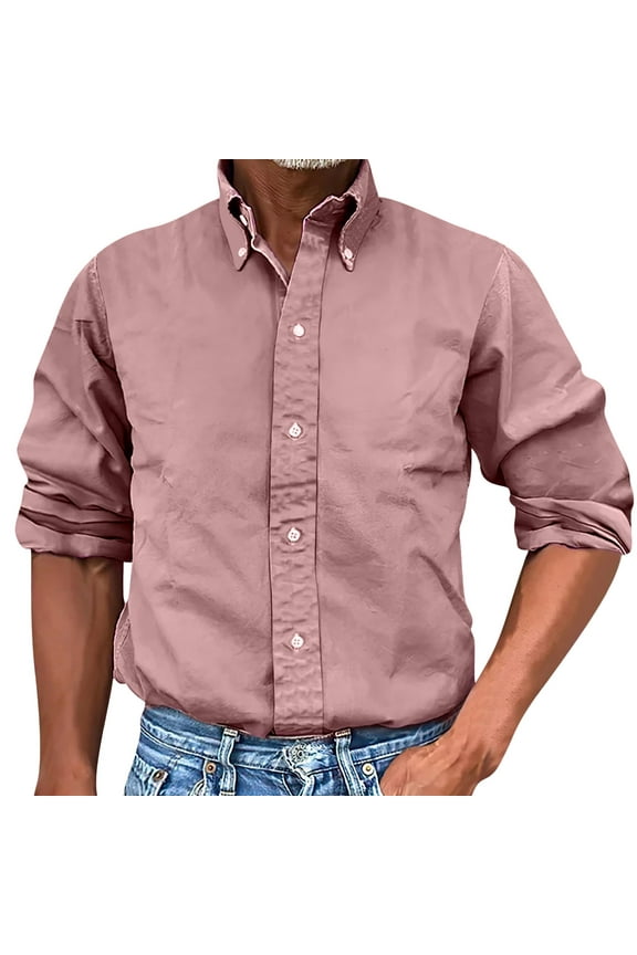Mens Tshirt Hvyesh Mens Long Sleeve Button Down Shirt Casual Untucked Regular-Fit Oxford Dress Shirts Turndown Collar Work Blouse Shirt