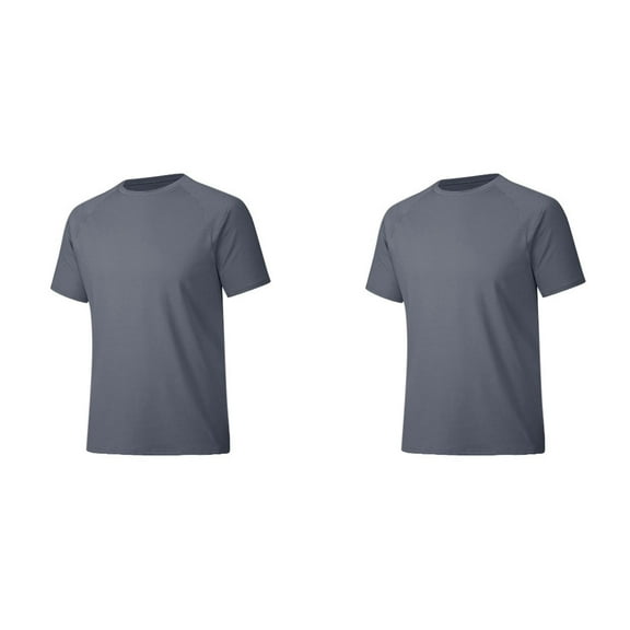 Mens Tshirt Solid Color 2 Pack Crew Neck Short Sleeve Mens Pullover Lightweight Slim Fit Breathable T Shirts for Man Grey XXXXL