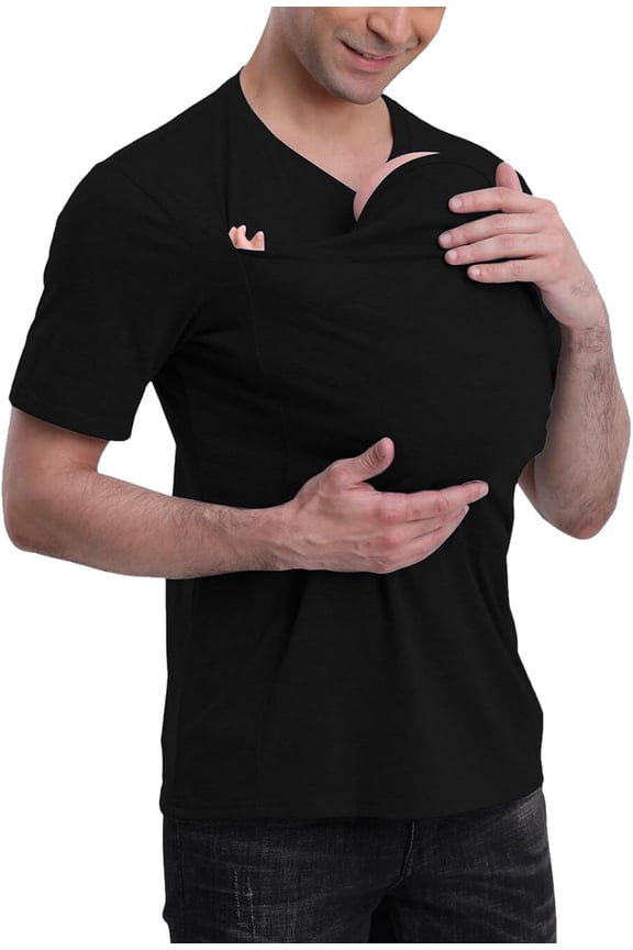 Mens Tshirts Blouses For Men Kangaroo Shirt for Dad V Neck T-Shirt Carrier Summer Tops For Men