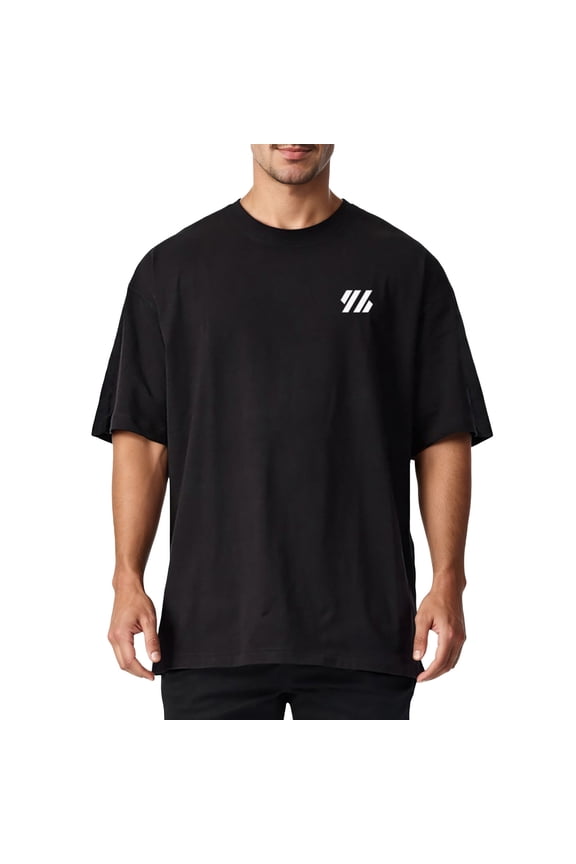 Mens Tshirts Casual Short Sleeve Relaxed Fit Oversized Loose Crew Neck Soft Breathable Basic Tee Top Black L