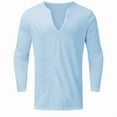 thumbnail image 1 of Mens Tshirts Casual Thin Breathable Tshirt Quick Dry Solid Color V Neck Long Sleeve Classic Fit Beach Vacation T Shirts for Men, 1 of 3