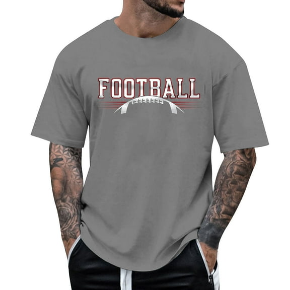 Mens Tshirts Football Printed Crew Neck Short Sleeved T Shirt Graphic Tees Athletic Sport T-Shirt
