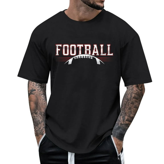 Mens Tshirts Football Printed Crew Neck Short Sleeved T Shirt Graphic Tees Fashion Versatile Pullover Tshirt