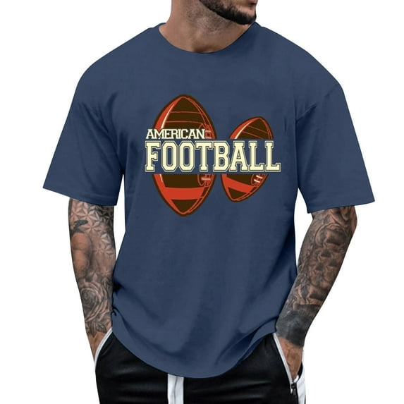 Mens Tshirts Football Printed Crew Neck Short Sleeved T Shirts Graphic Tees Athletic Sport T-Shirt
