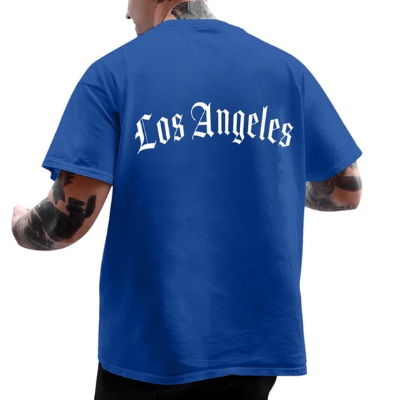 Mens Tshirts Los Angeles Printed Short Sleeved Crew Neck T Shirt Fashion Versatile Pullover Tshirt