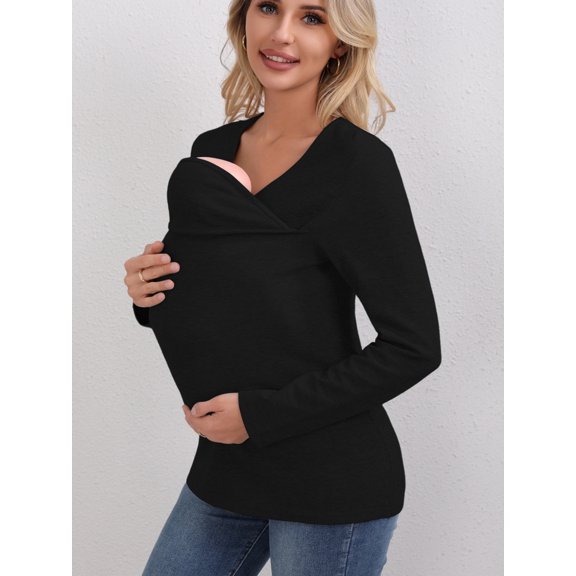 Mens Tshirts Men's Carrier Soothe V Neck Short Sleeve Kangaroo T Shirt Dad and Mom Kangaroo Carrier Shirt Mens Top Women's Slim Tee Versatile Use Convenient Pockets T-Shirt