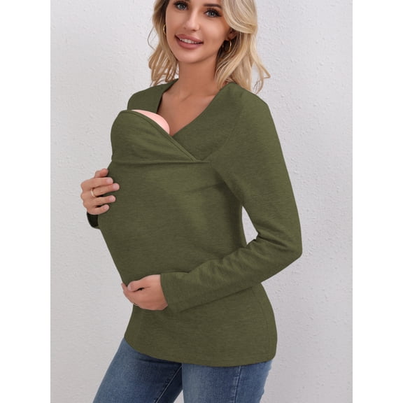 Mens Tshirts Men's Carrier Soothe V Neck Short Sleeve Kangaroo T Shirt Dad and Mom Kangaroo Carrier Shirt Mens Top Women's Slim Tee Versatile Use Convenient Pockets T-Shirt