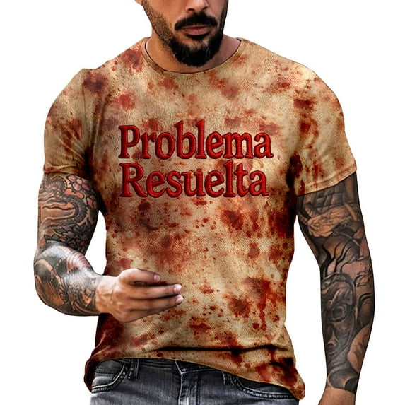 Mens Tshirts Oversized Halloween Crew Neck Short Sleeve Letter Printed Basic Tees Slim Fit Casual Sports Men's Shirts 2 XXXXL