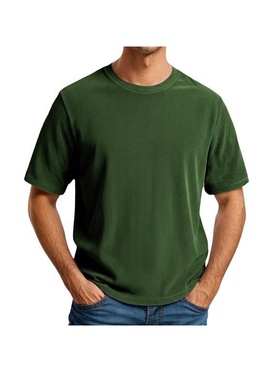 Mens Tshirts Short Sleeve Crewneck Shirt Basic Dark Green Shirt Mens Clothing