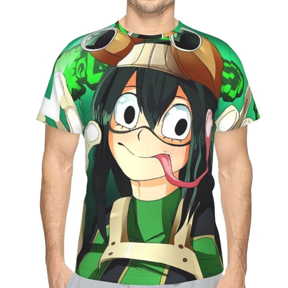 Mens Tsuyu Asui 3d Print T-Shirt Crewneck Short Sleeve Tee Shirt