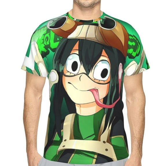 Mens Tsuyu Asui 3d Print T-Shirt Crewneck Short Sleeve Tee Shirt