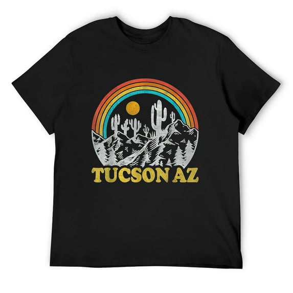 Mens Tucson Az Desert Retro Vintage 70S 80S Cactus Camping Hiking T-Shirt Black 3X-Large