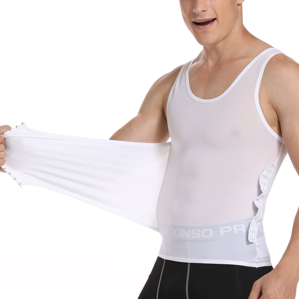 Mens Tummy Control Undershirt Vest Tight Tank Top Compression Shirt