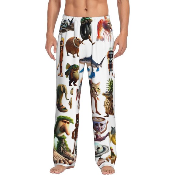 Mens Tung Tung Tung Sahu-r Pajama Pants Soft Lightweight Pajama Pants Cartoon Pajama Bottoms
