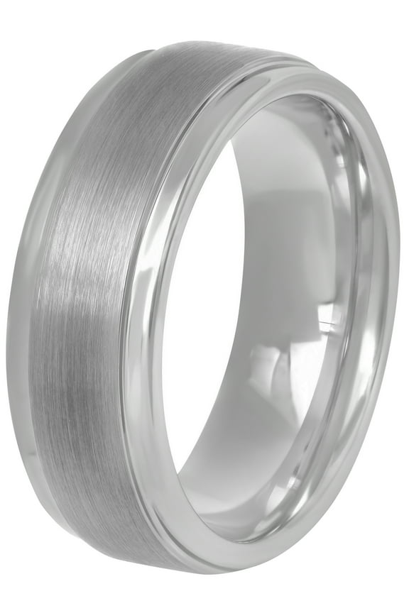 Mens Tungsten 8MM Satin and Polished Finish Wedding Band