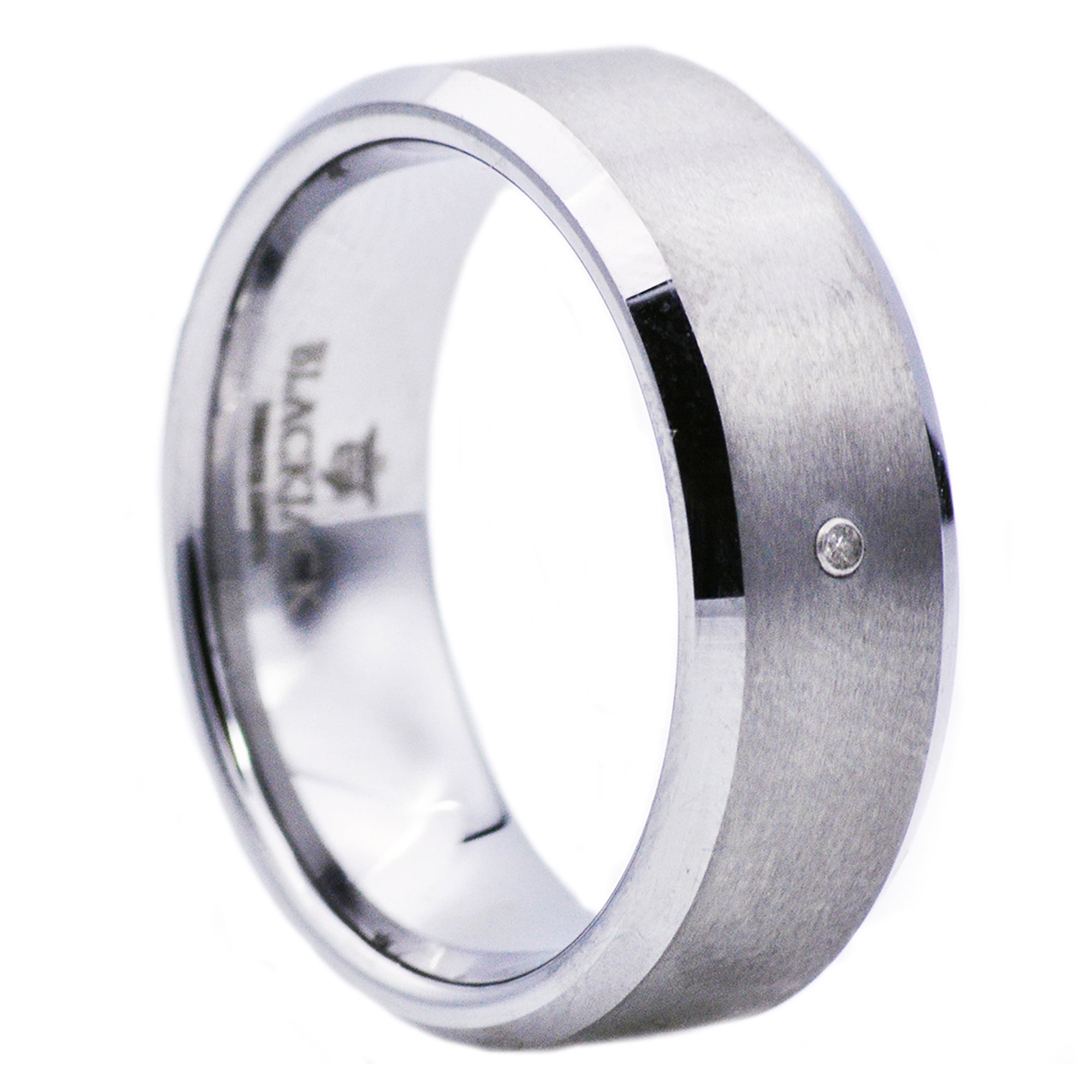 Mens Tungsten Band Ring With Diamond