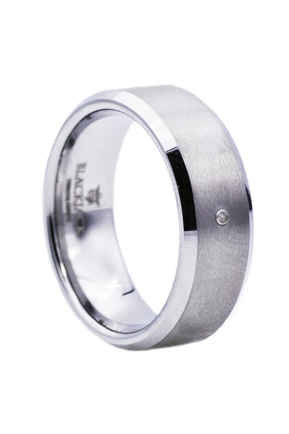 Mens Tungsten Band Ring With Diamond
