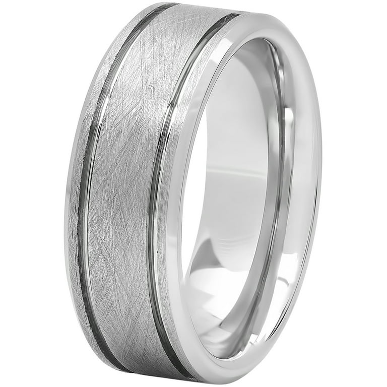 Mens Tungsten Frozen Finish Grooved Wedding Band Mens Ring Walmart