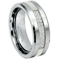 thumbnail image 1 of Jewelry Avalanche 2-Row CZ Mens Tungsten Carbide Wedding Ring, Low-Beveled, Comfort-fit, 8mm Anniversary Band, 1 of 4