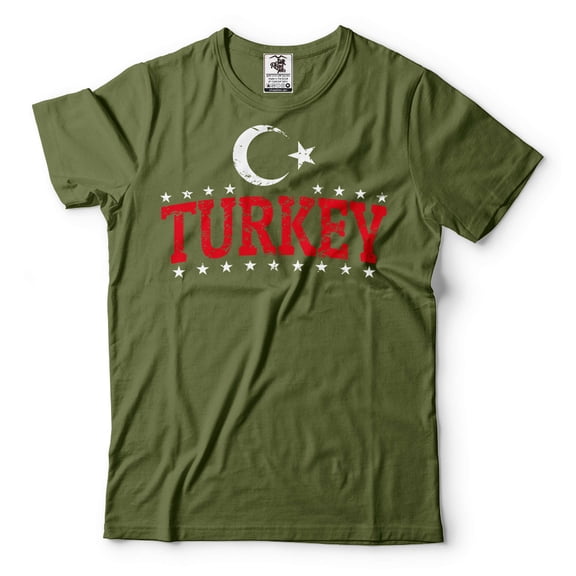Mens Turkey Patriotic Shirt Turkish Shirt Turkey Country Logo Symbol Shirts Turkey Unisex Tee (Medium Military Green)
