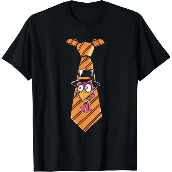 Mens Turkey Tie Graphic Tee Funny T Shirt Tops Comfortable Short Sleeve Round Neck Black S-5XL