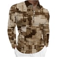 thumbnail image 1 of Mens Turndown Half Zipper Colorful Digital Print Long Sleeve Blouse, 1 of 6