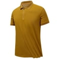 thumbnail image 1 of Mens Turndown collar Athletic Fit Tees Shirt Summer Savings SMihono Men's Quick-drying Short-sleeved T-shirt Lapel Casual Slim Stretch Sports T-shirt Top Top/shirt Blouse Yellow 6, 1 of 3