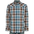 thumbnail image 1 of Mens Turquoise/Brown Plaid Long Sleeve Shirt, 1 of 5