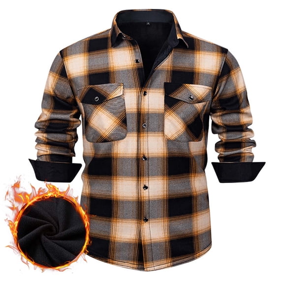 Mens Turtle Neck Fleece Lined Wool Jacket Shacket Outfits for Man Long Sleeve Plaid Thermal Fuzzy Cardigan Winter Fall Button 2026