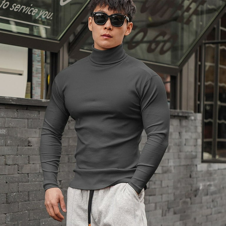 Mens casual turtleneck slim fit top
