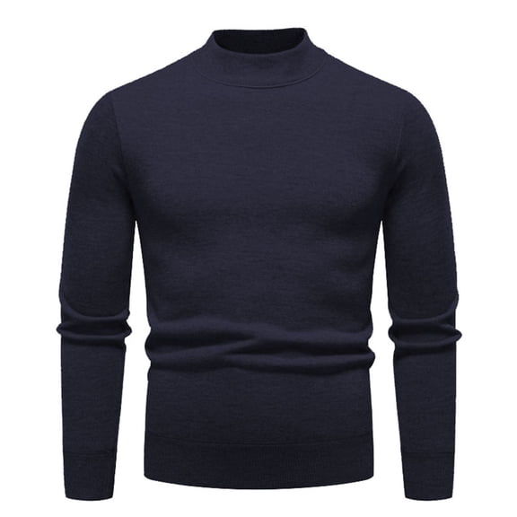 Mens Turtleneck Slim Fit Pullover Sweater Casual Mock Basic Knitted Fall Winter Warm Thermal Solid Sweatshirts Tops (2XL, Navy)